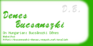 denes bucsanszki business card